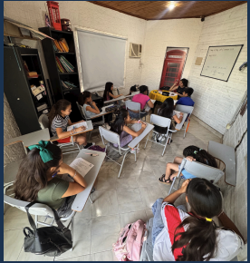 Learners working during a lesson in the institute’s classroom.